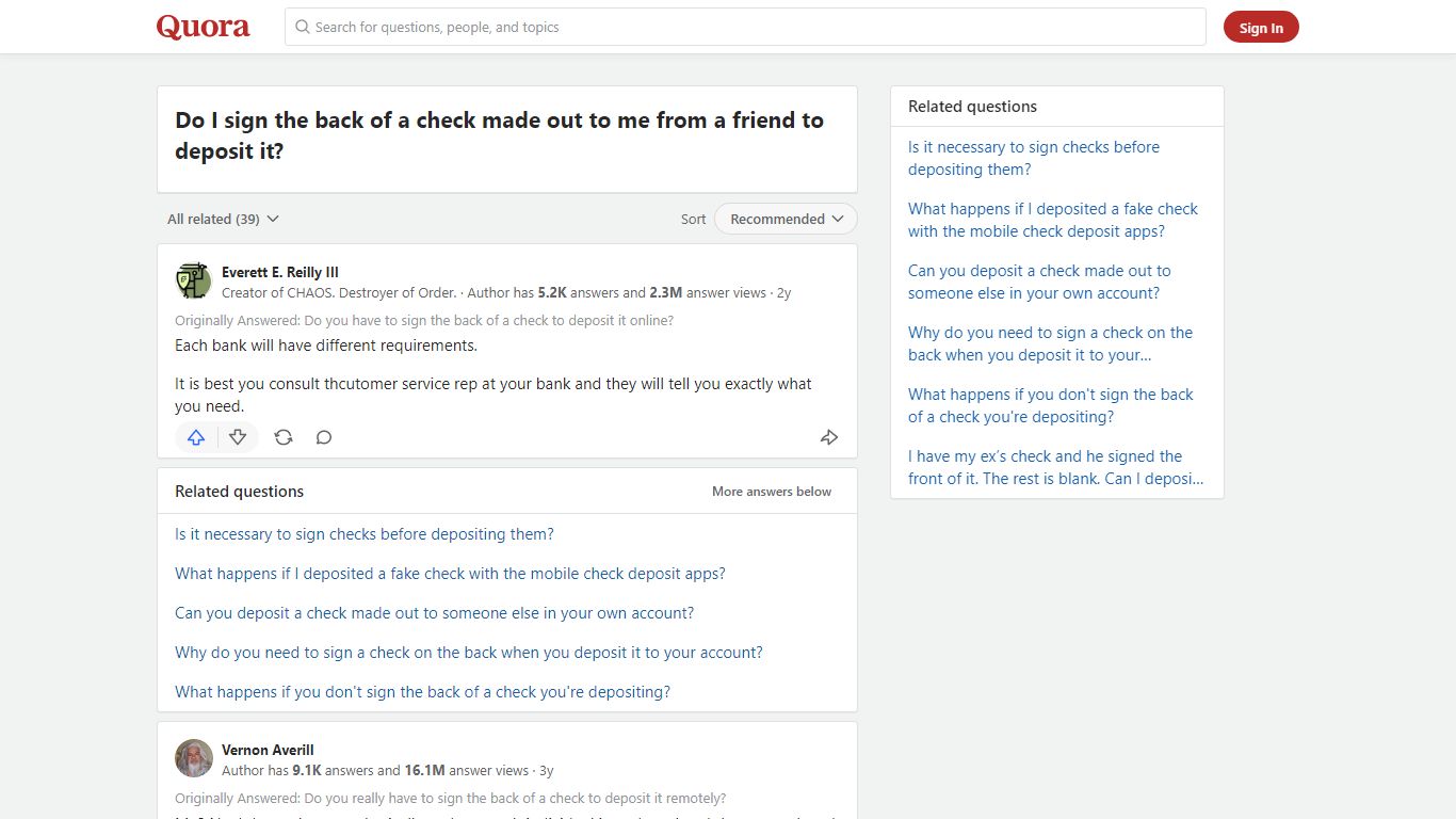 Do I sign the back of a check made out to me from a friend to ... - Quora